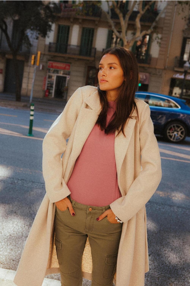 VMFORTUNEAYA LONG COAT GA NOOS 10278330 Oatmeal/MELANGE